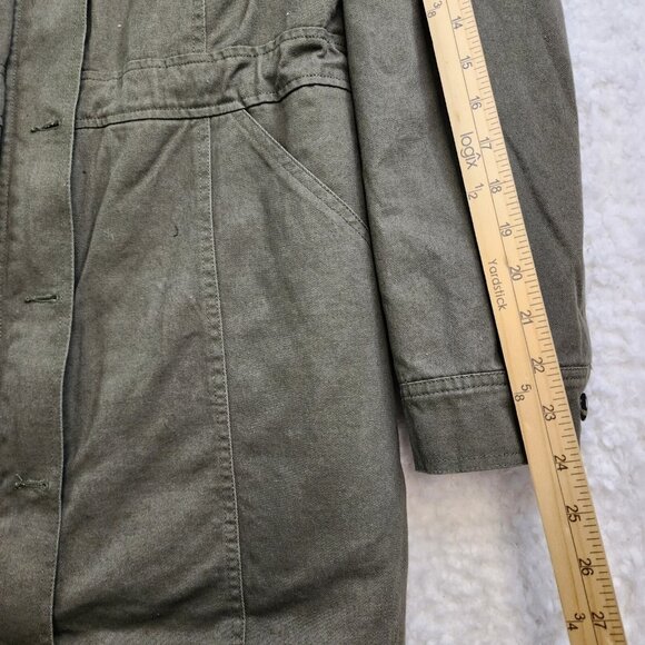 Steve Madden Jacket Coat Sm Army Green Zip Button Chore Sherpa Collar Pockets - Picture 3 of 13